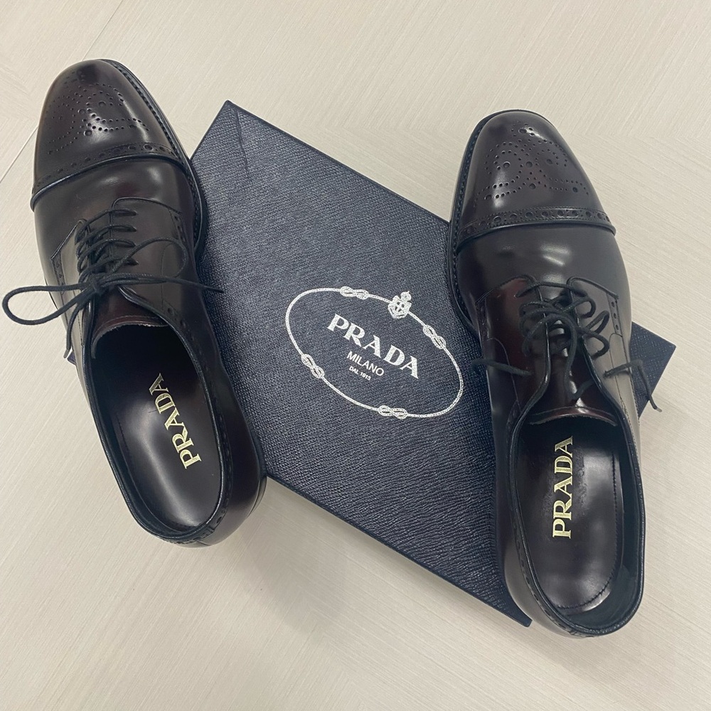 PRADA FULL BROGUE CAP TOE OXFORD SHOES